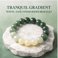 Green Landscape Gradient Bodhi Bead Bracelet, White Jade Style