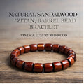 Natural Red Wood Barrel Bead Bracelet – Vintage Minimalist, Stretch Fit